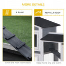 Grey 2-Tier Wooden Rabbit Hutch with Tray Ramp