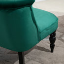 Green Velvet Wingback Accent Chair with Wooden Legs