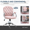 Velvet Pink Swivel Office Chair with Adjustable Height and Wheels