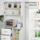White Kitchen Storage Cabinet with Drawers and Shelves