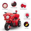 Red 3-Wheel Electric Ride-On Motorcycle for Toddlers with Lights and Music