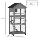 Mobile Wooden Bird Aviary Cage for Small Birds - Dark Grey