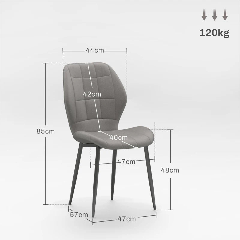 Set of 4 Light Blue Flannel Tub Dining Chairs
