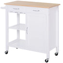 White Kitchen Storage Trolley Cart with Drawers and Wine Glass Rack