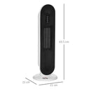 Ceramic Tower Heater with Remote Control - White, 1200W/2000W