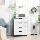 4-Drawer White and Black Storage Cabinet for Bedroom and Living Room