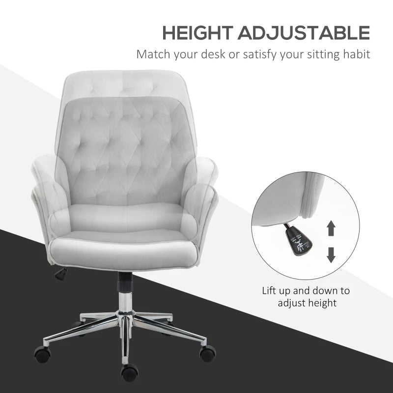 Light Grey Linen Swivel Computer Chair with Armrest