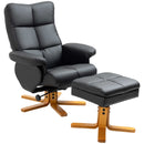 Black Swivel Recliner Armchair with Ottoman and Storage Footstool