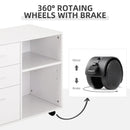White Printer Stand with Wheels, 3 Drawers, 2 Shelves - Modern Office Storage Unit