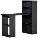 Black 120cm Computer Desk with Bookshelf and 6 Shelves