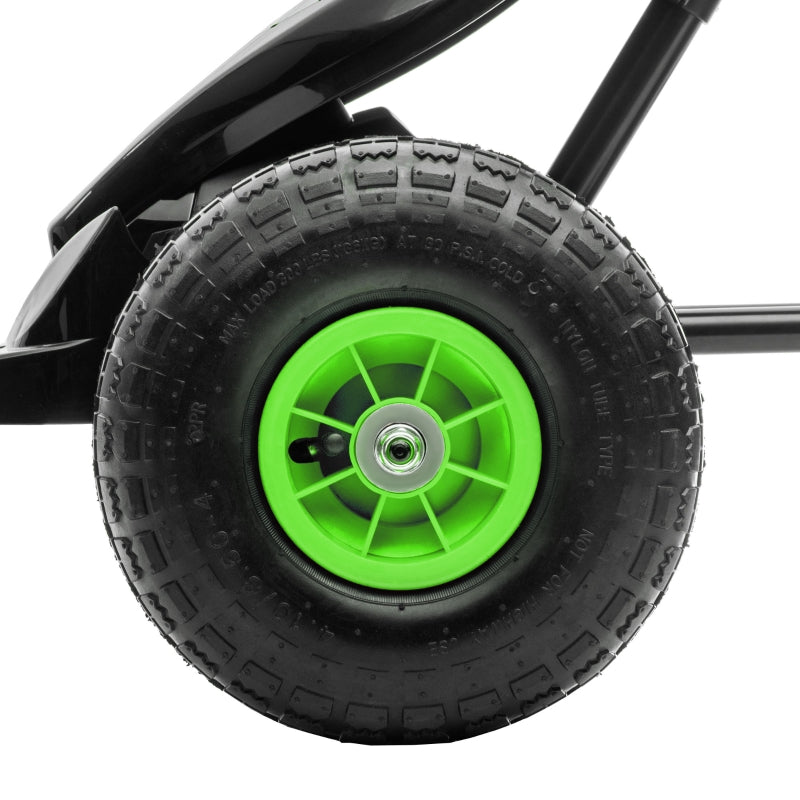 Green Kids Pedal Go Kart with Adjustable Seat and Inflatable Tyres