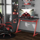 Carbon Fibre Gaming Desk, Black/Red, 122 x 66 cm
