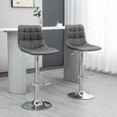 Grey Swivel Barstools Set of 2, Adjustable PU Leather Upholstered Chairs