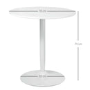 White Round Dining Table with Steel Base - Modern Small Dining Room Table