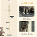 250cm Tall Cat Tree with Hammock and Scratching Post - Beige