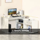 Grey and White L-Shaped Corner Desk with Drawers and Shelves