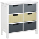 6-Drawer White Storage Tower with Wood Top - Bedroom Organizer