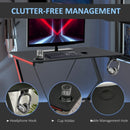 Black Gaming Desk with Cup Holder and Headphone Hook