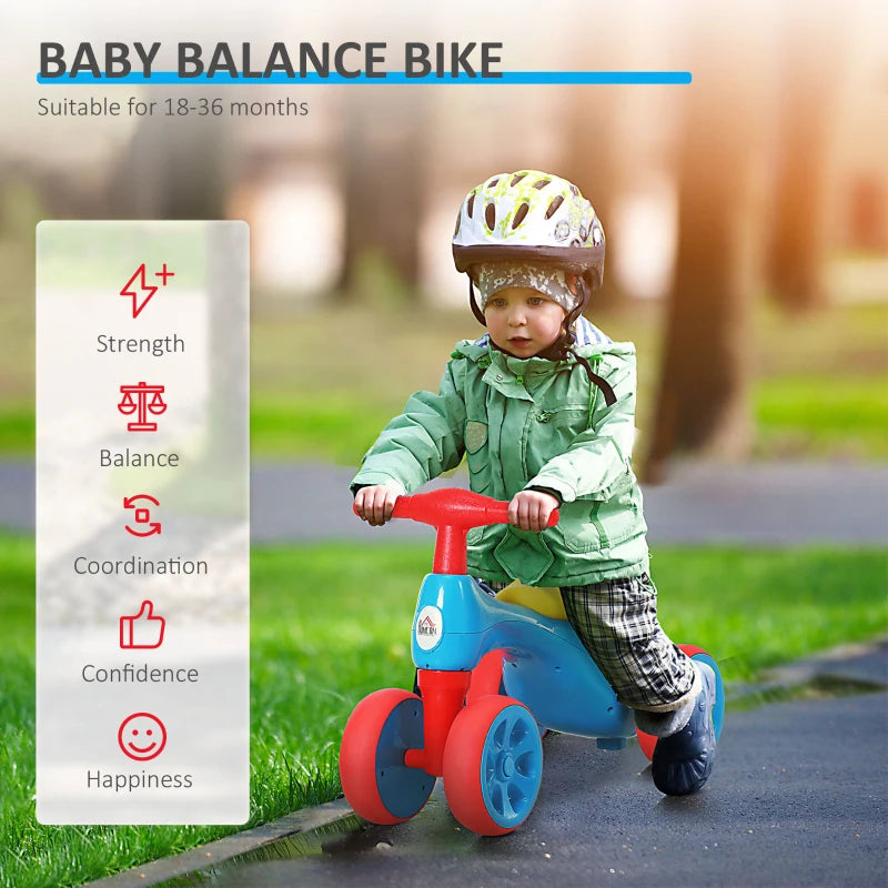 Blue Red Baby Balance Bike with Storage Bin