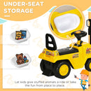 Yellow Kids Ride-On Construction Car with Fork and Tray