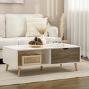 White Modern Coffee Table with Storage Shelves and Drawers