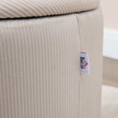 Modern Cream White Fabric Storage Ottomans Set of 2