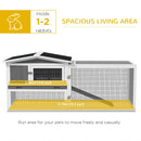 Grey Wooden Rabbit Hutch with Run and Accessories, 156 x 58 x 68cm