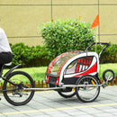 Red Child Bike Trailer for 2 Kids with 360° Rotatable Design