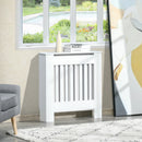 White Vertical Slatted Radiator Cover Cabinet - 78L x 19W x 81H