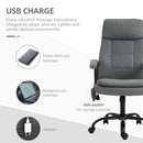 Grey Linen Office Chair with Lumbar Massage & Adjustable Height