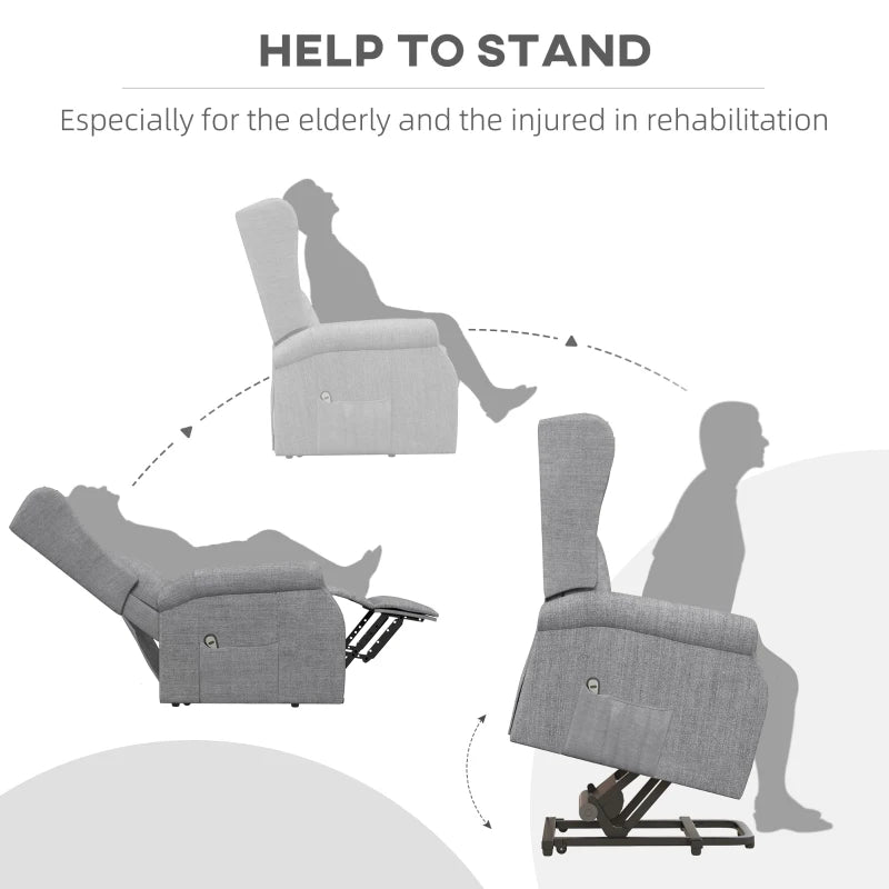 Grey Electric Power Lift Recliner Chair for Elderly with Remote Control