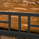 Black 3-Panel Fireplace Screen Set with Tools, Steel Mesh Guard & Double Door, 122x80 cm