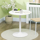 White Round Dining Table with Steel Base - Modern Small Dining Room Table