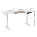 White Adjustable Electric Standing Desk with LED Display - 72-116cm