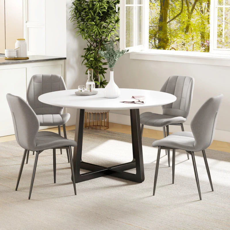 Set of 4 Light Blue Flannel Tub Dining Chairs