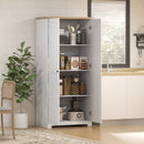 White 2-Door Kitchen Storage Cabinet, Freestanding Pantry Cupboard