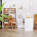 White L-Shaped Corner Desk with Drawers and Storage Shelves