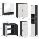 Grey 5-Piece Bathroom Furniture Set with Storage Cabinets and Mirror