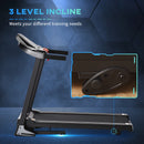 Foldable Black Treadmill, 2.0HP Incline Running Machine, LED Display, 12 Programs