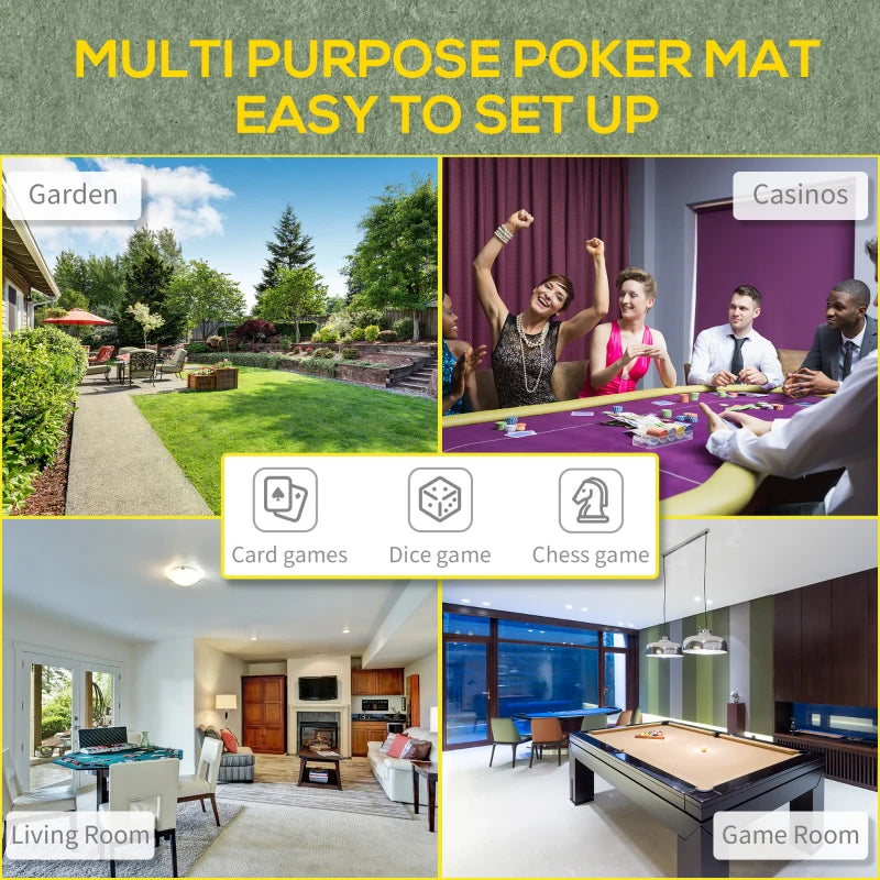 Black 10-Seater Folding Poker Table with Drink Holders