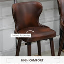 Brown PU Leather Counter-Height Bar Stools Set of 2