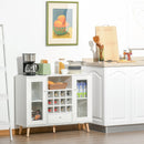 White Modern Glass Door Sideboard with Wine Rack