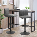 Grey Swivel Barstools Set of 2, Adjustable Counter Chairs with Footrest, PU Leather