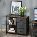 Black Fabric Drawer Storage Cabinet with Shelves