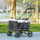 Grey Foldable Dog Stroller with Detachable Carrier for Mini Dogs