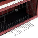 Outdoor 2-Tier Rabbit Hutch with No-Leak Trays - Grey - 136 x 50 x 93cm