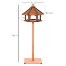 Brown Wooden Bird Feeder Table with Roof 130cm - Outdoor Bird House Stand