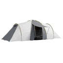 4-Person Tunnel Camping Tent with 2 Bedrooms and Living Area - Grey/Yellow