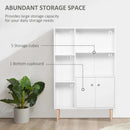 White Wooden Bookcase Storage Cabinet with Doors