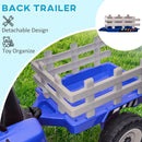 Blue Ride-On Tractor with Detachable Trailer, Remote Control & Music
